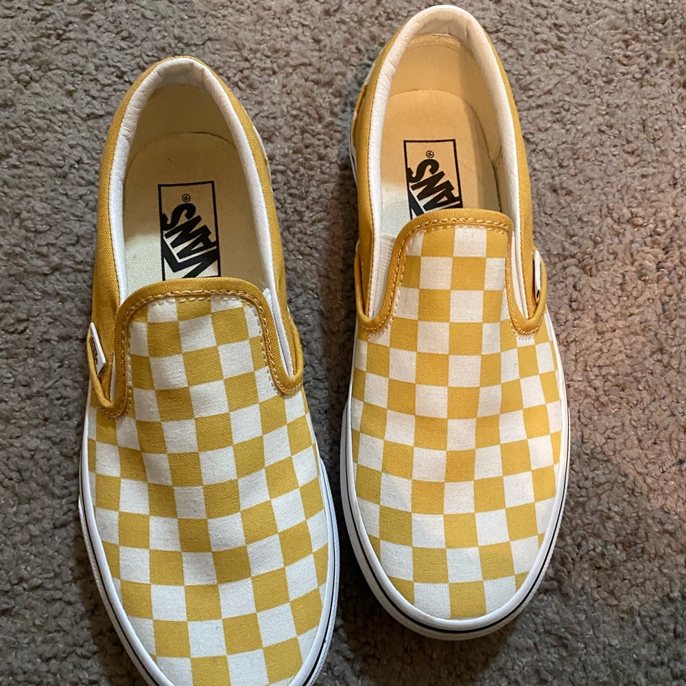 Yellow checkered Vans